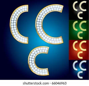 Premium set of advanced lamp alphabet. Character c