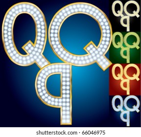 Premium set of advanced lamp alphabet. Character q