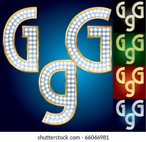 Premium set of advanced lamp alphabet. Character g