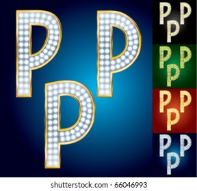 Premium set of advanced lamp alphabet. Character p