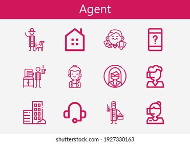 Premium set of agent line icons. Simple agent icon pack. Stroke vector illustration on a white background. Modern outline style icons collection of Call center, Headset