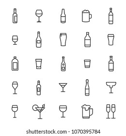 Premium set of alcohol line icons. Simple pictograms pack. Stroke vector illustration on a white background. Modern outline style icons collection. 