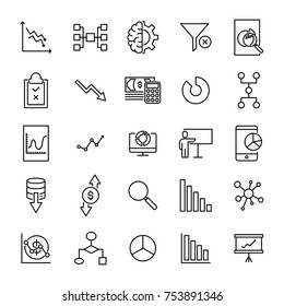 Premium set of analysis line icons. Simple pictograms pack. Stroke vector illustration on a white background. Modern outline style icons collection. 