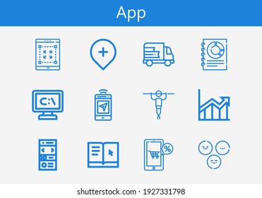 Premium set of app line icons. Simple app icon pack. Stroke vector illustration on a white background. Modern outline style icons collection of Learning, Satisfaction, Online shop
