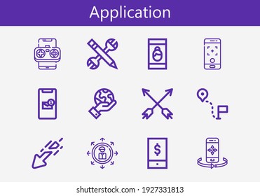 Juego premium de iconos de línea de aplicación. Paquete de iconos de aplicación simple. Ilustración vectorial de trazo sobre un fondo blanco. Colección de iconos de estilo de contorno moderno de Configuración