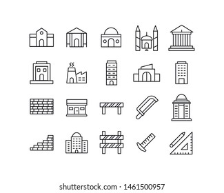 Premium set of architecture line icons. Web symbols for web sites and mobile app. Modern vector symbols, isolated on a white background. Simple thin line signs.