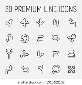 Premium set of arrow and direction line icons. Simple pictograms pack. Stroke vector illustration on a white background. Modern outline style icons collection. 