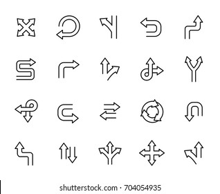Premium set of arrow and direction line icons. Simple pictograms pack. Stroke vector illustration on a white background. Modern outline style icons collection.