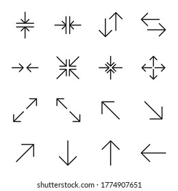 Premium set of arrow line icons. Web symbols for web sites and mobile app. Modern vector symbols, isolated on a white background. Simple thin line signs.