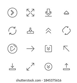 Juego premium de iconos de línea de flecha. Símbolos web para sitios web y aplicaciones móviles. Símbolos vectoriales modernos, aislados en un fondo blanco. Sencillos signos de línea delgada.