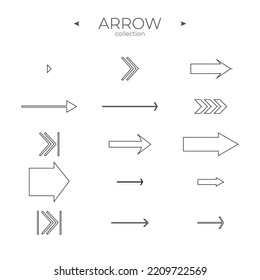 Premium set of arrow line. Outline symbol collection. Arrow basic UI elements. Simple Minimal Pictogram. Vector