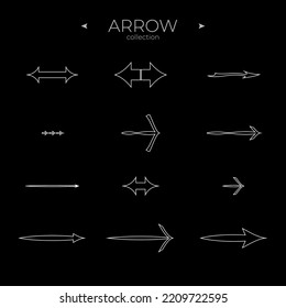 Premium set of arrow line. Universal Arrow icon. Trendy line style. For Web Graphics. Vector illustration