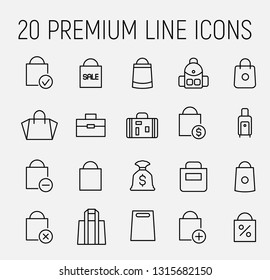 Premium set of bag line icons. Simple pictograms pack. Stroke vector illustration on a white background. Modern outline style icons collection. 