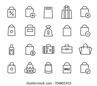 Premium set of bag line icons. Simple pictograms pack. Stroke vector illustration on a white background. Modern outline style icons collection.