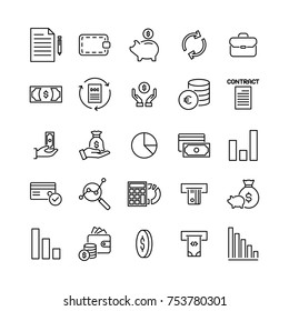 Premium set of banking line icons. Simple pictograms pack. Stroke vector illustration on a white background. Modern outline style icons collection. 