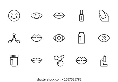 Premium set of beauty line icons. Web symbols for web sites and mobile app. Modern vector symbols, isolated on a white background. Simple thin line signs.