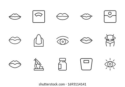 Premium set of beauty line icons. Web symbols for web sites and mobile app. Modern vector symbols, isolated on a white background. Simple thin line signs.