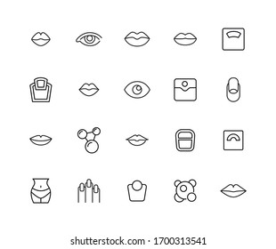 Premium set of beauty line icons. Web symbols for web sites and mobile app. Modern vector symbols, isolated on a white background. Simple thin line signs.
