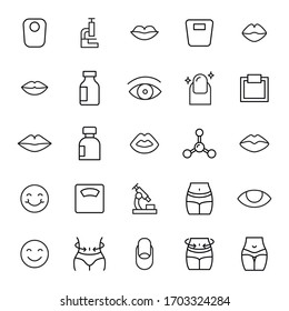 Premium set of beauty line icons. Web symbols for web sites and mobile app. Modern vector symbols, isolated on a white background. Simple thin line signs.