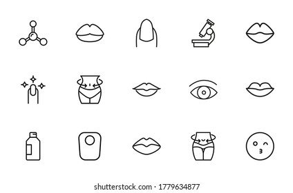 Premium set of beauty line icons. Web symbols for web sites and mobile app. Modern vector symbols, isolated on a white background. Simple thin line signs.