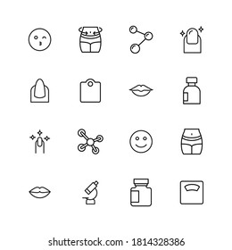 Premium set of beauty line icons. Web symbols for web sites and mobile app. Modern vector symbols, isolated on a white background. Simple thin line signs.