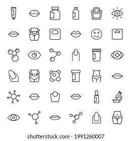 Premium set of beauty line icons. Web symbols for web sites and mobile app. Modern vector symbols, isolated on a white background. Simple thin line signs.