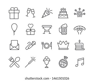 Premium set of Birthday line icons. Web symbols for web sites and mobile app. Modern vector symbols, isolated on a white background. Simple thin line signs.