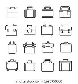 Premium set of briefcase line icons. Web symbols for web sites and mobile app. Modern vector symbols, isolated on a white background. Simple thin line signs.