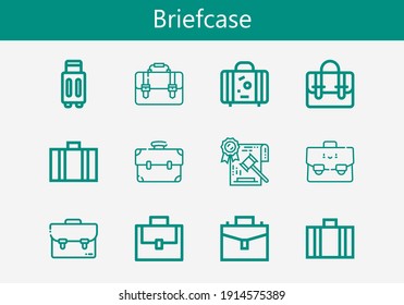 Premium set of briefcase line icons. Simple briefcase icon pack. Stroke vector illustration on a white background. Modern outline style icons collection of Law, Briefcase, Suitcase