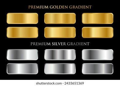 Premium set buttons, shiny gold and silver