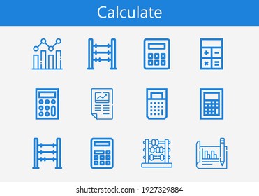 Premium set of calculate line icons. Simple calculate icon pack. Stroke vector illustration on a white background. Modern outline style icons collection of Analysis