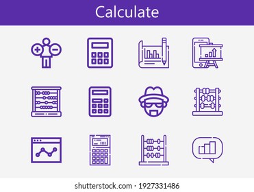 Premium set of calculate line icons. Simple calculate icon pack. Stroke vector illustration on a white background. Modern outline style icons collection of Calculator
