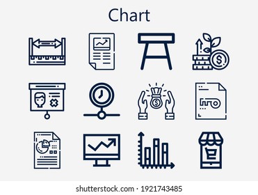 Premium set of chart [S] icons. Simple chart icon pack. Stroke vector illustration on a white background. Modern outline style icons collection of Table, Keyword, Growth, Line chart, Profit