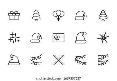 Premium set of Christmas line icons. Web symbols for web sites and mobile app. Modern vector symbols, isolated on a white background. Simple thin line signs.
