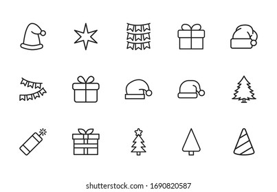 Premium set of Christmas line icons. Web symbols for web sites and mobile app. Modern vector symbols, isolated on a white background. Simple thin line signs.