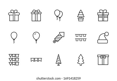 Premium set of Christmas line icons. Web symbols for web sites and mobile app. Modern vector symbols, isolated on a white background. Simple thin line signs.
