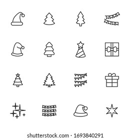 Premium set of Christmas line icons. Web symbols for web sites and mobile app. Modern vector symbols, isolated on a white background. Simple thin line signs.