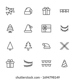 Premium set of Christmas line icons. Web symbols for web sites and mobile app. Modern vector symbols, isolated on a white background. Simple thin line signs.