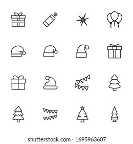 Premium set of Christmas line icons. Web symbols for web sites and mobile app. Modern vector symbols, isolated on a white background. Simple thin line signs.