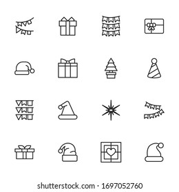 Premium set of Christmas line icons. Web symbols for web sites and mobile app. Modern vector symbols, isolated on a white background. Simple thin line signs.