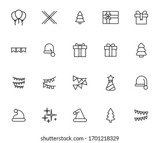 Premium set of Christmas line icons. Web symbols for web sites and mobile app. Modern vector symbols, isolated on a white background. Simple thin line signs.