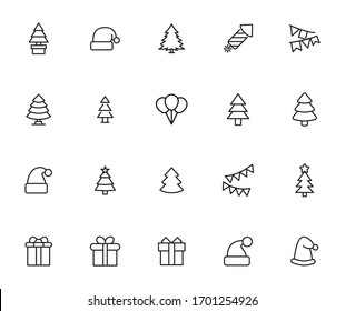 Premium set of Christmas line icons. Web symbols for web sites and mobile app. Modern vector symbols, isolated on a white background. Simple thin line signs.