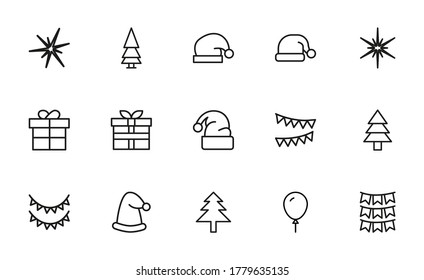 Premium set of christmas line icons. Simple pictograms pack. Stroke vector illustration on a white background. Modern outline style icons collection.