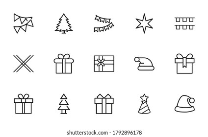 Premium set of christmas line icons. Simple pictograms pack. Stroke vector illustration on a white background. Modern outline style icons collection.