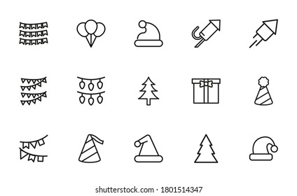 Premium set of christmas line icons. Simple pictograms pack. Stroke vector illustration on a white background. Modern outline style icons collection.