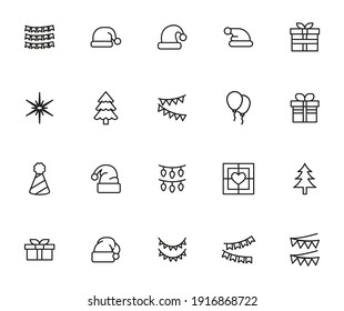 Premium set of christmas line icons. Simple pictograms pack. Stroke vector illustration on a white background. Modern outline style icons collection.