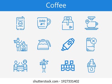 Premium set of coffee line icons. Simple coffee icon pack. Stroke vector illustration on a white background. Modern outline style icons collection of Coffee pot, Restaurant