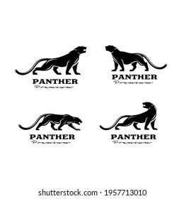 premium set collection black panther vector logo illustration design