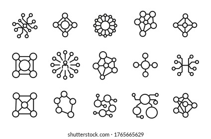 Premium set of connection line icons. Web symbols for web sites and mobile app. Modern vector symbols, isolated on a white background. Simple thin line signs.