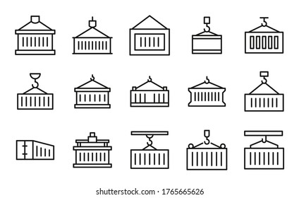 Premium set of container line icons. Web symbols for web sites and mobile app. Modern vector symbols, isolated on a white background. Simple thin line signs.